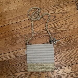 Striped Beige and Gray Crossbody Bag